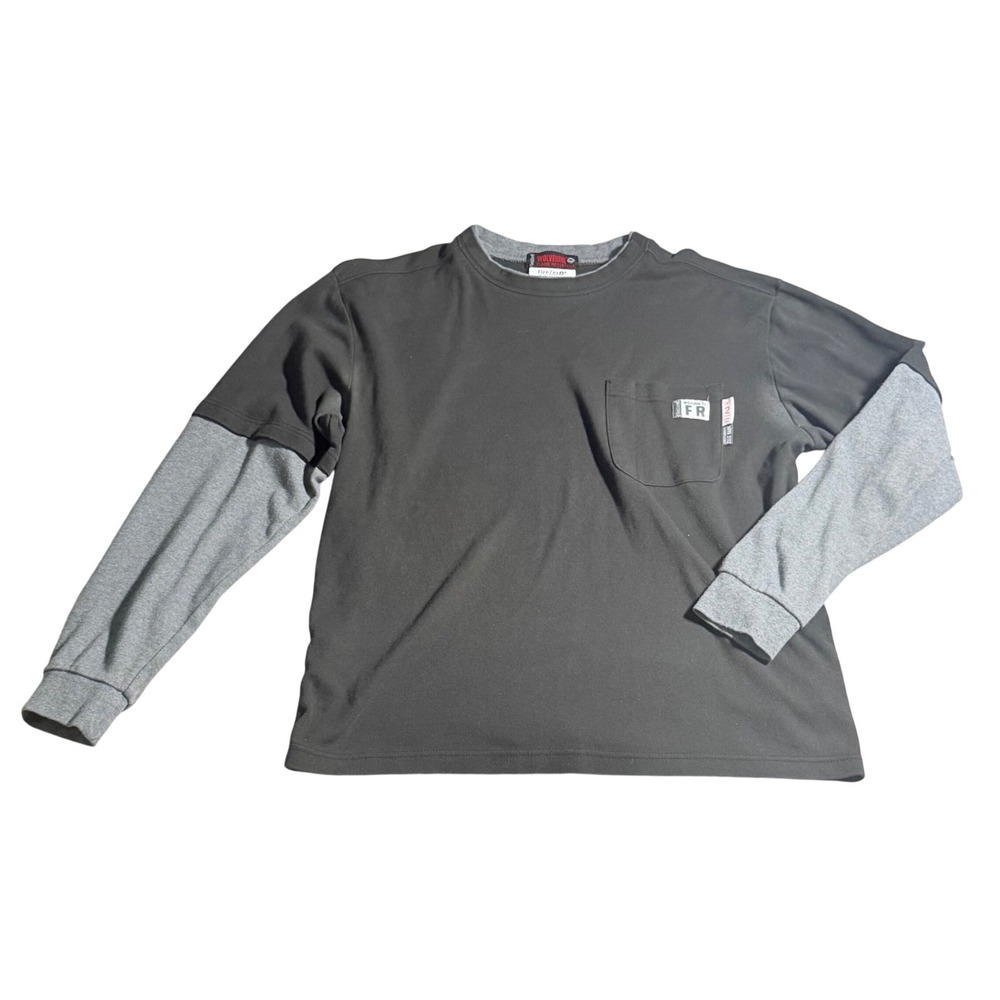 Wolverine FireZero FR‎ Shirt Mens Medium Charcoal Grey CAT 2 Flame Resistant LS